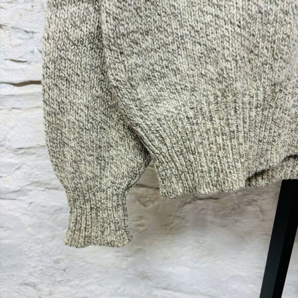 Vintage 70s 80s SEARS Fieldmaster Wool Crewneck Sweater Fisherman Oatmeal Gray - Picture 3 of 6